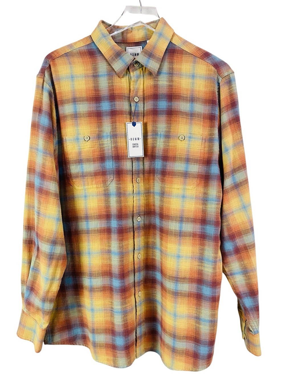 Rowm Coastal Drifter Long Sleeve Button Up Flannel Shirt Size L